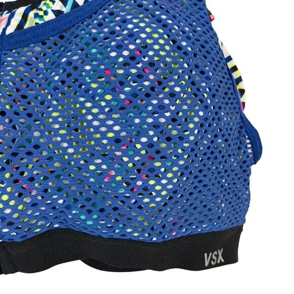 VSX Sport Victorias Secret Womens Blue Zip Front Mesh Wireless Padded Bra 34D - Picture 6 of 16
